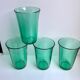Set of 4 green water glasses 70s