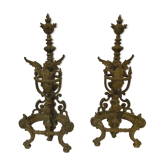 Pair of chiseled bronze channels decorated with 19th century dragons