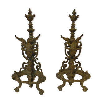 Pair of chiseled bronze channels decorated with 19th century dragons