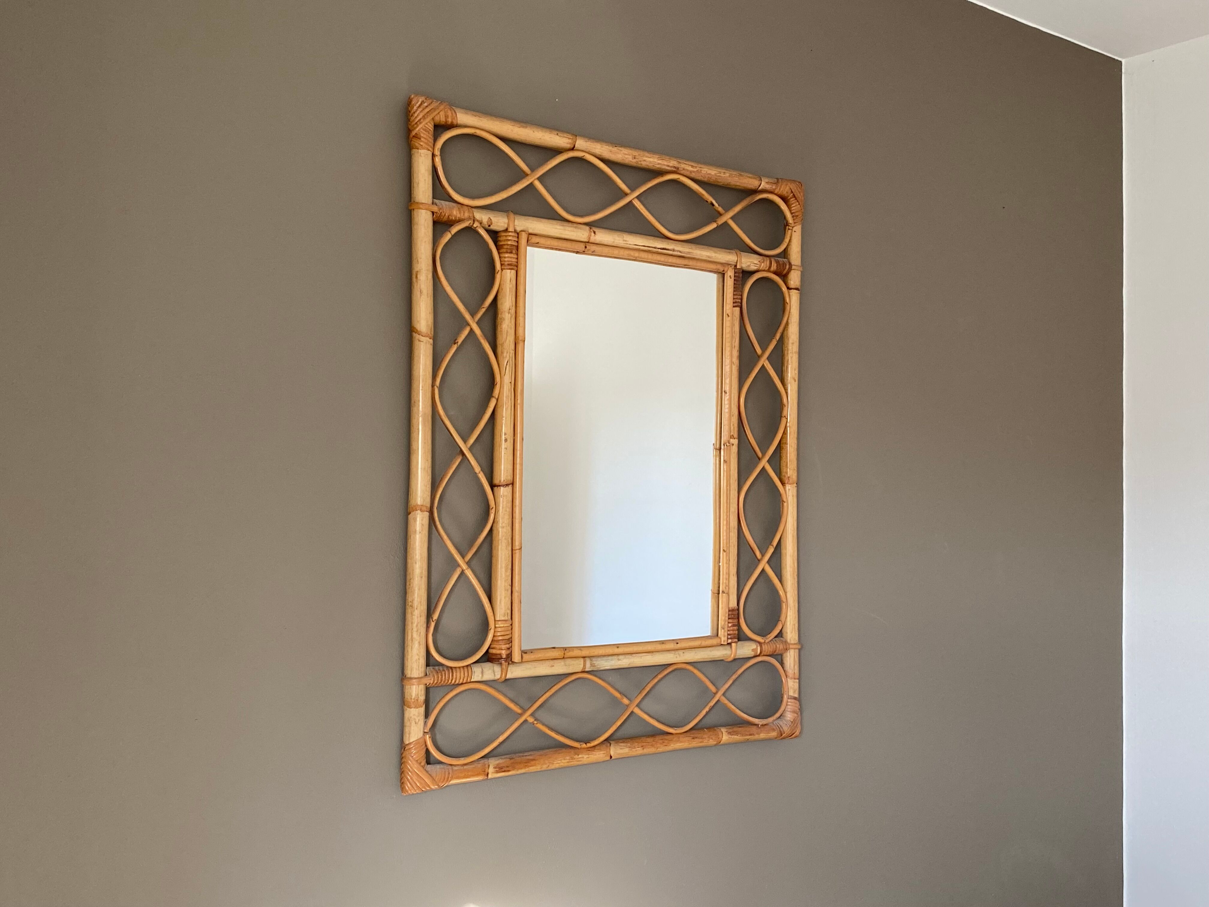 Rattan mirror, 1960, 88x66cm