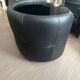 Genuine leather and black glass bedside table Terranova