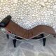 LC4 brown leather by Le Corbusier, Jeanneret & Perriand, Cassina, 1980