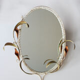 Wrought iron plant mirror Art Deco style, 1960