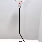 Floor Lamp with Vintage Encased Glass Shade with Red Geometrical Motifs, Italy
