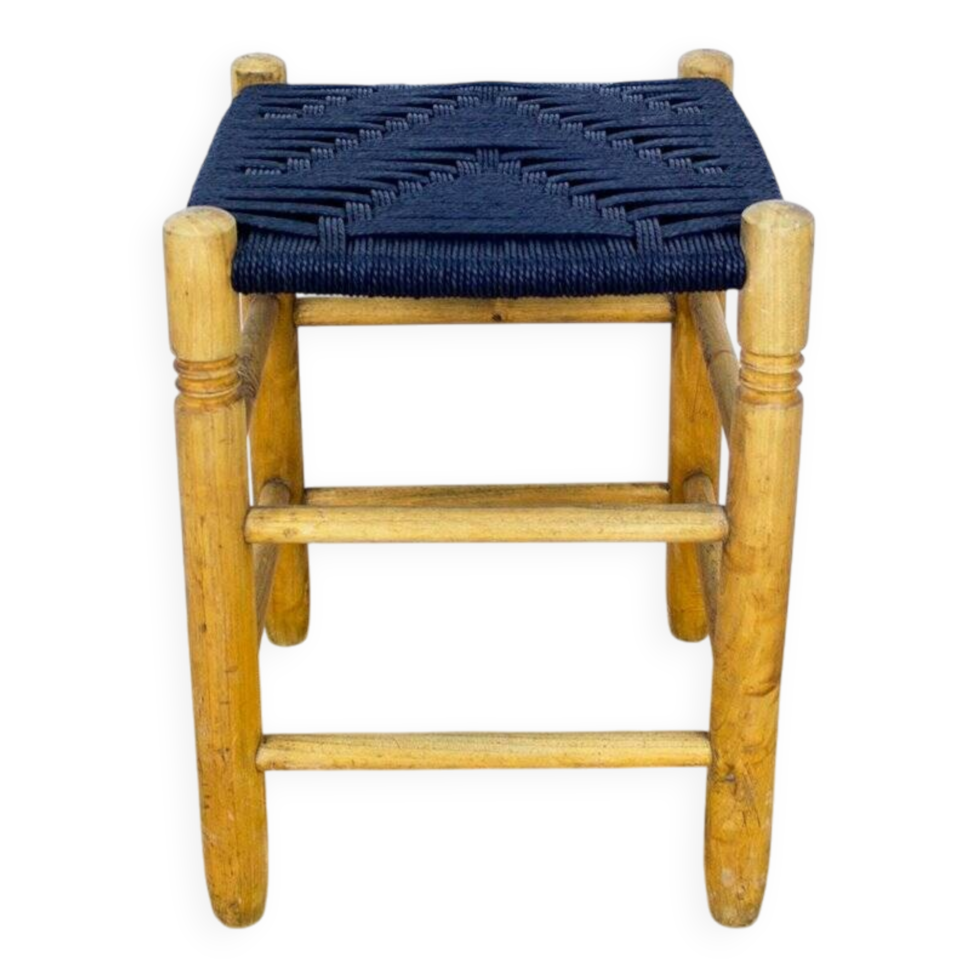 Danish Wood and Rope Stool, 1950s