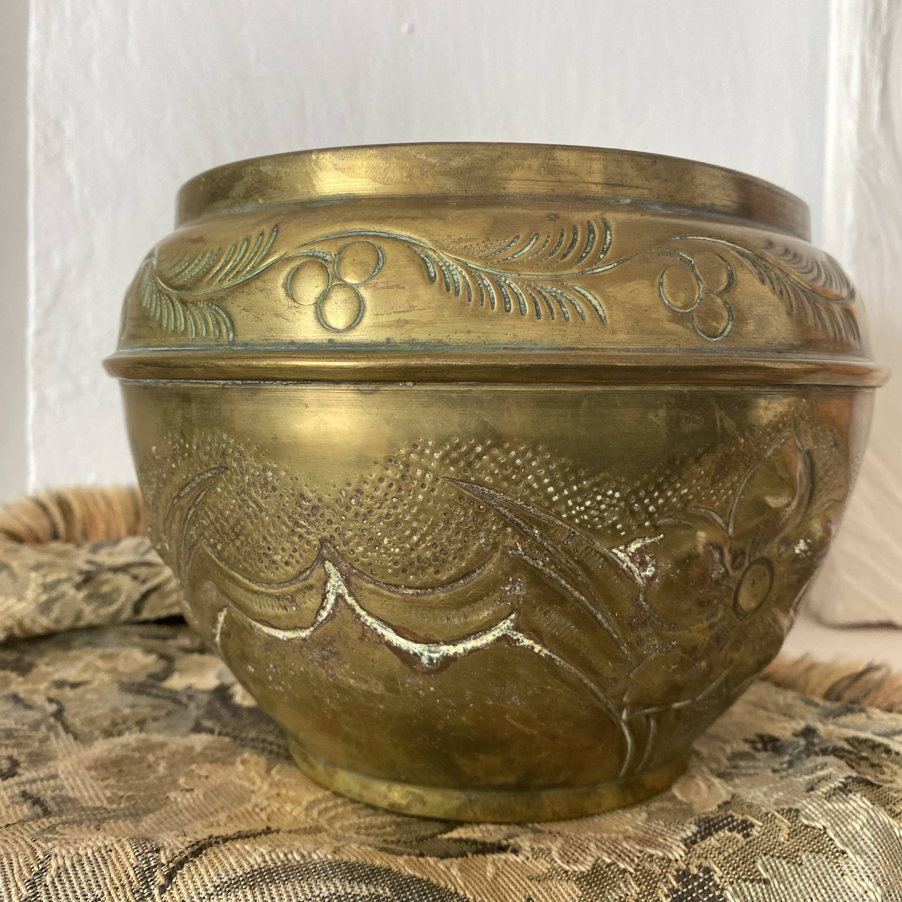 Gilded brass flowerpot