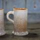 Ceramic service mug Accolay crackle effect X 4, signed tankard, art of the
