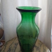 Blown glass vase, bottle green