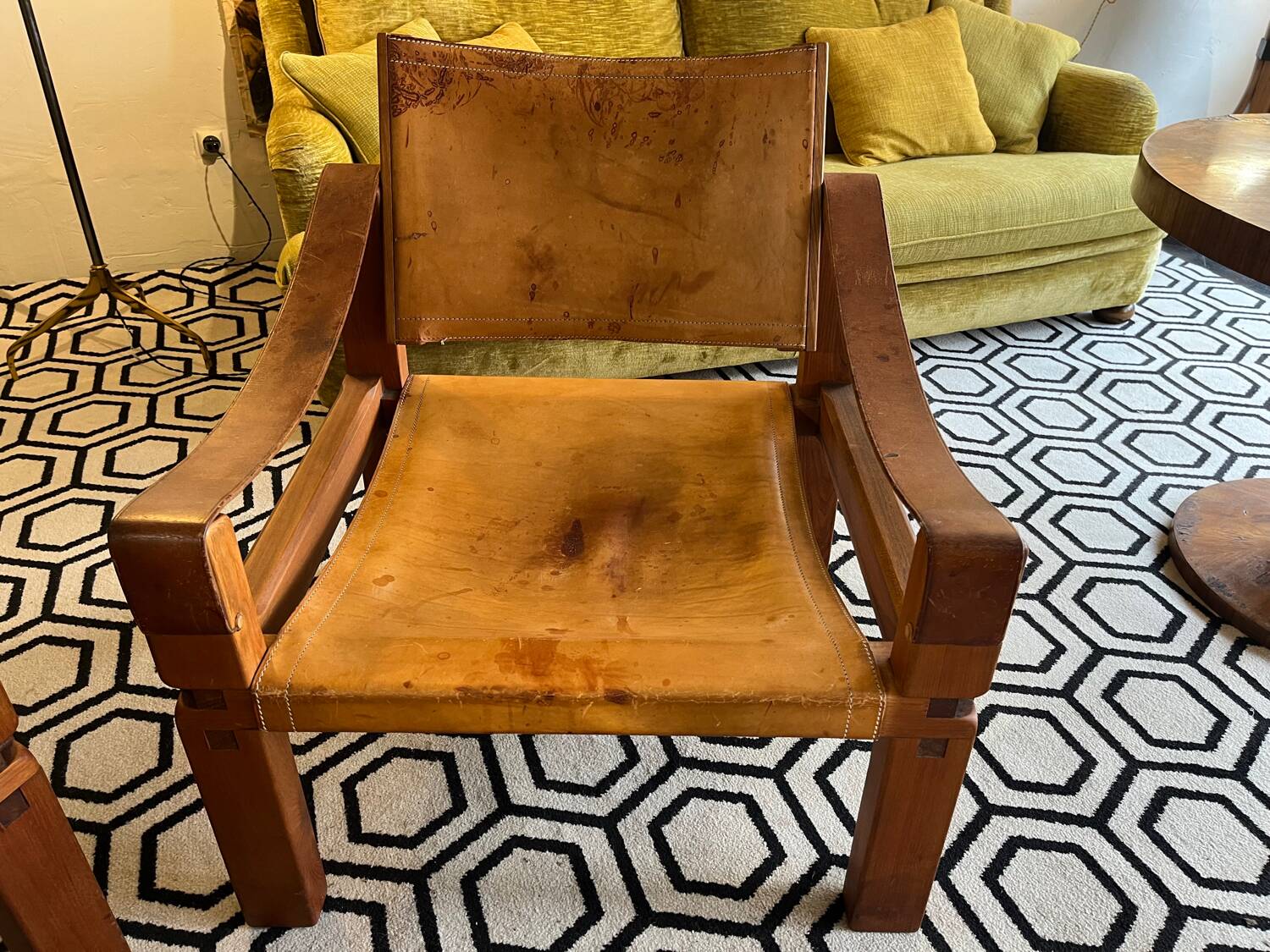 Pair of armchairs and a footrest Pierre Chapo 1960
