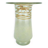 Grand vase en verre magnifiquement conçu, verre brut, fils de verre fondus, glashuette m. polczer