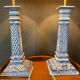 Pair of blue porcelain bedside lamps