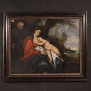 Large 17th-century Flemish painting, Rest on the Flight into Egypt