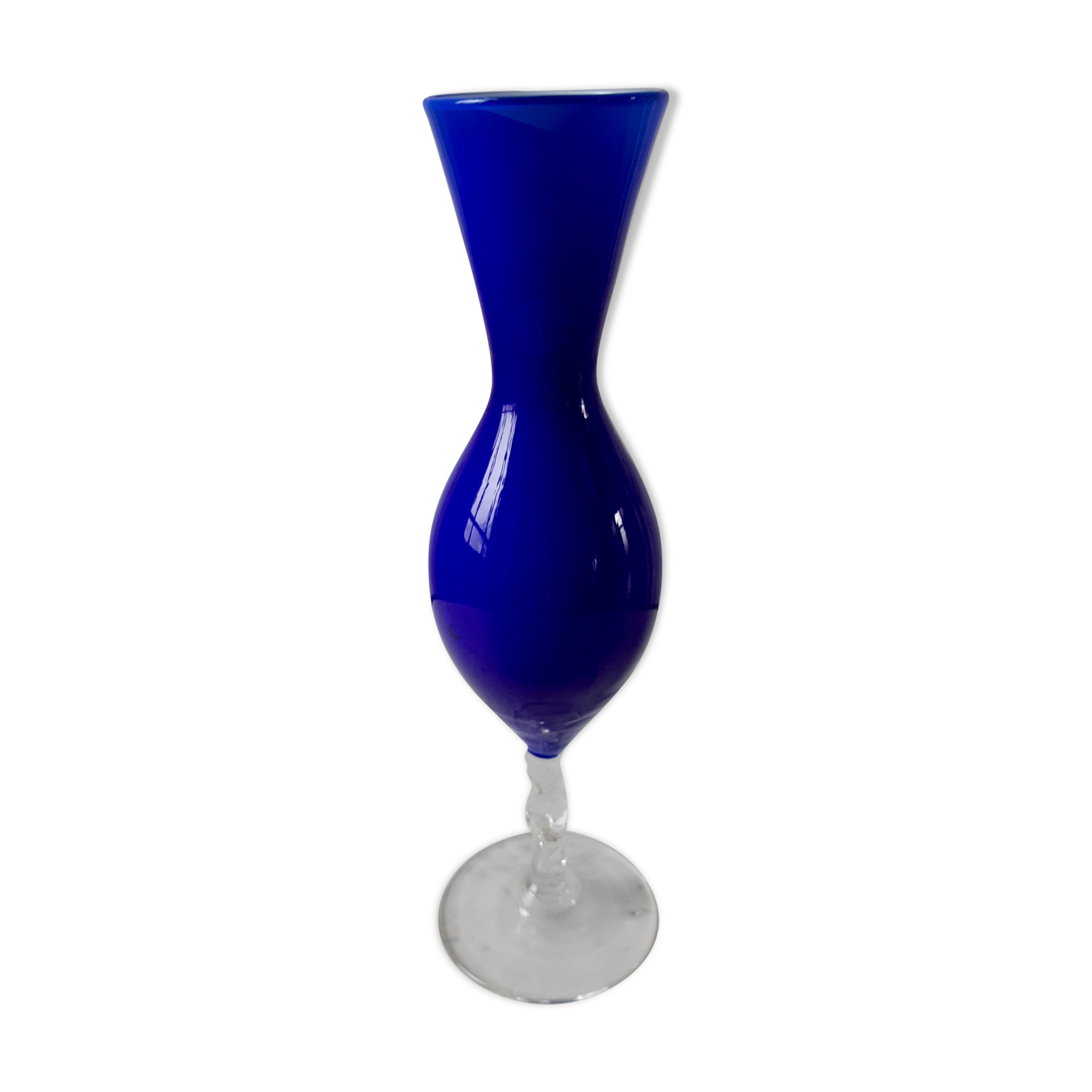 Vase in blue opaline 50s