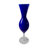 Vase en opaline bleu années 50