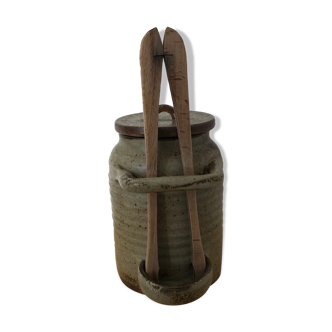 Condiment pot/ pickles/ olives in greige Wabi Sabi
