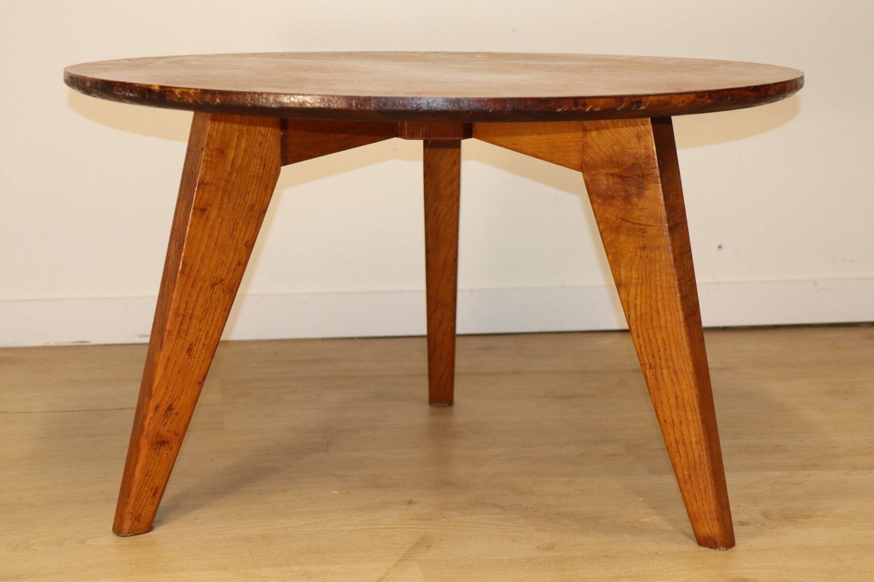 1950s oak tripod coffee table