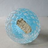 Vase soliflore en verre et opaline bleue