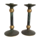 Pair of patinated bronze candlesticks