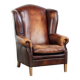 Comfortable cowhide wingback armchair in English style