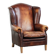 Comfortable cowhide wingback armchair in English style