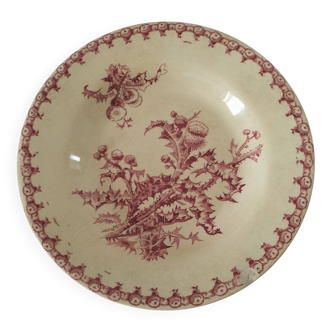 Gien plate, raspberry pink thistle model