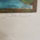 Lithographic table stylised figurative composition sailing boat Judith Bledsoe