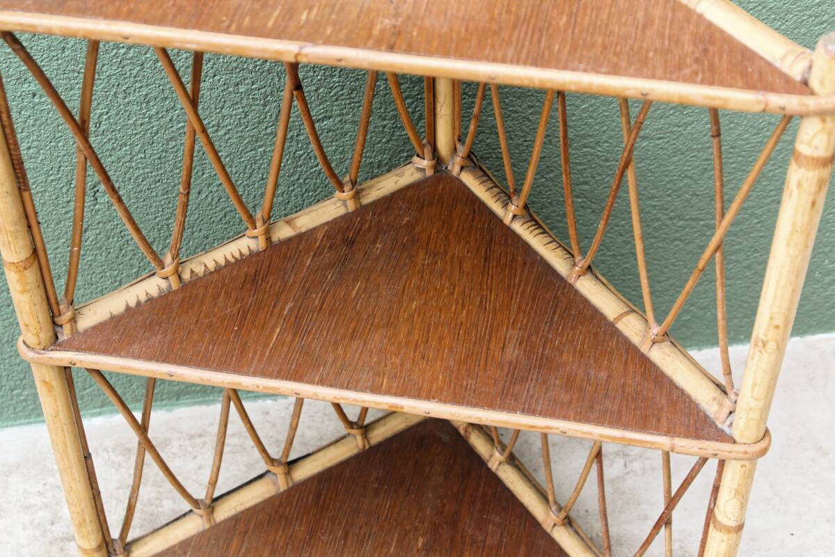 Rattan corner shelf