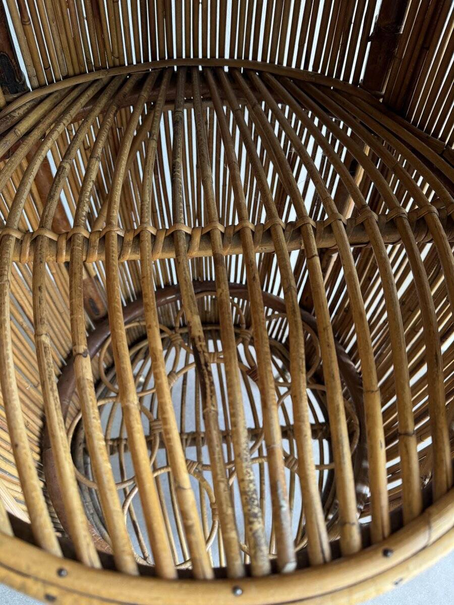 Vintage Bar Sports in bamboo and wicker bar cart, 1970s
