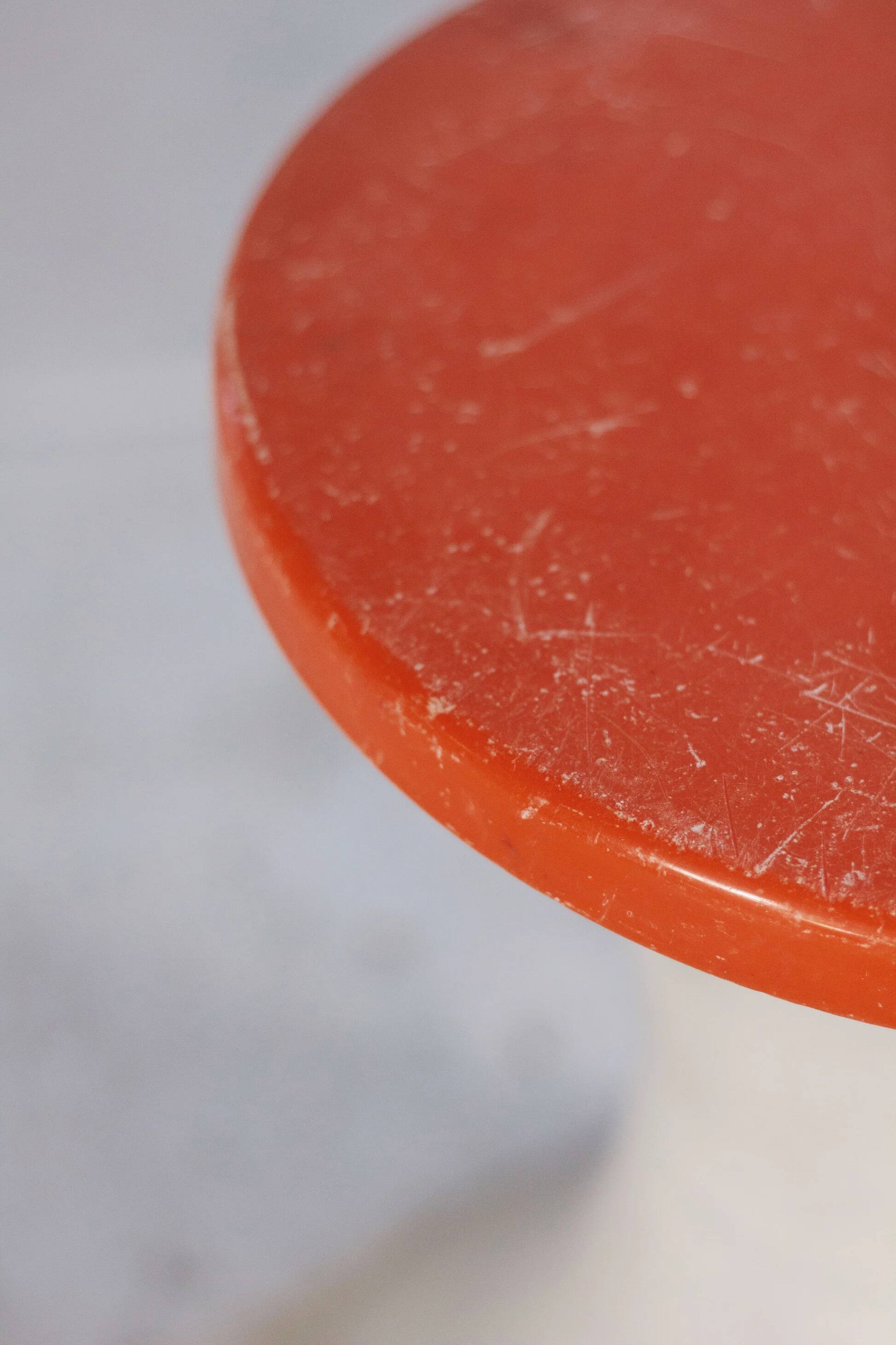 White and dark orange Tam Tam stool by Henry Massonnet for Stamp, 1970.