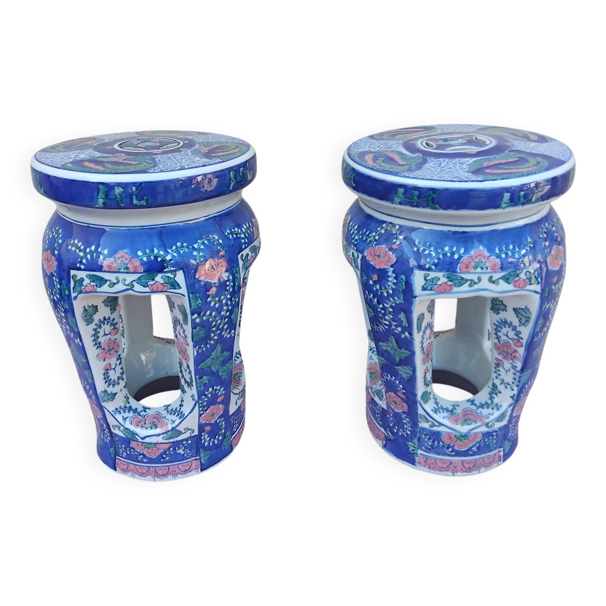 Pair of Asian Chinese porcelain stools