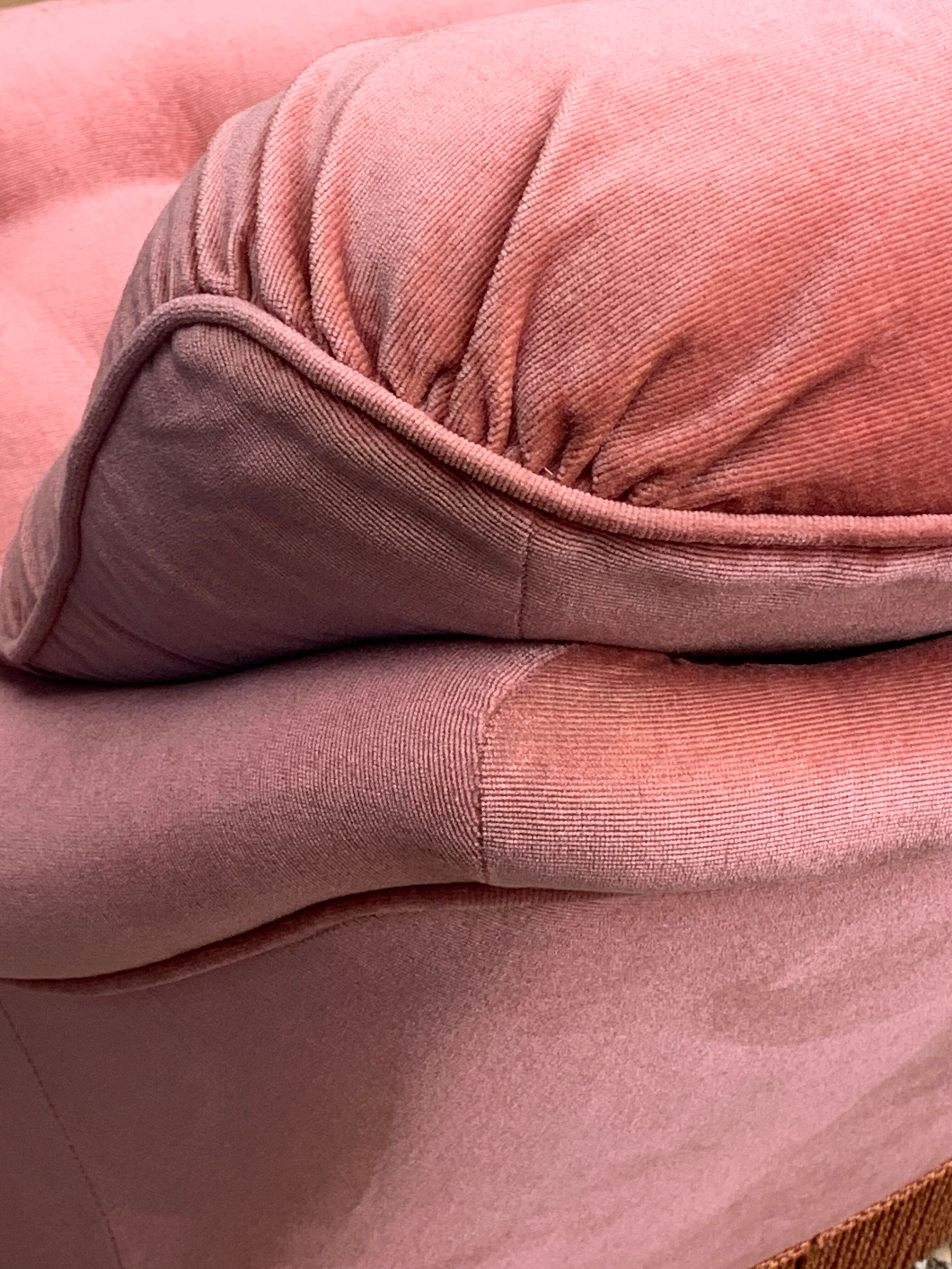 Pair of pink velvet toad armchairs, 1970s