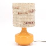 Orange lamp with wool lampshade, 70s