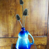Conical jug with blue glaze and elaborate handle - folk art - early twentieth century