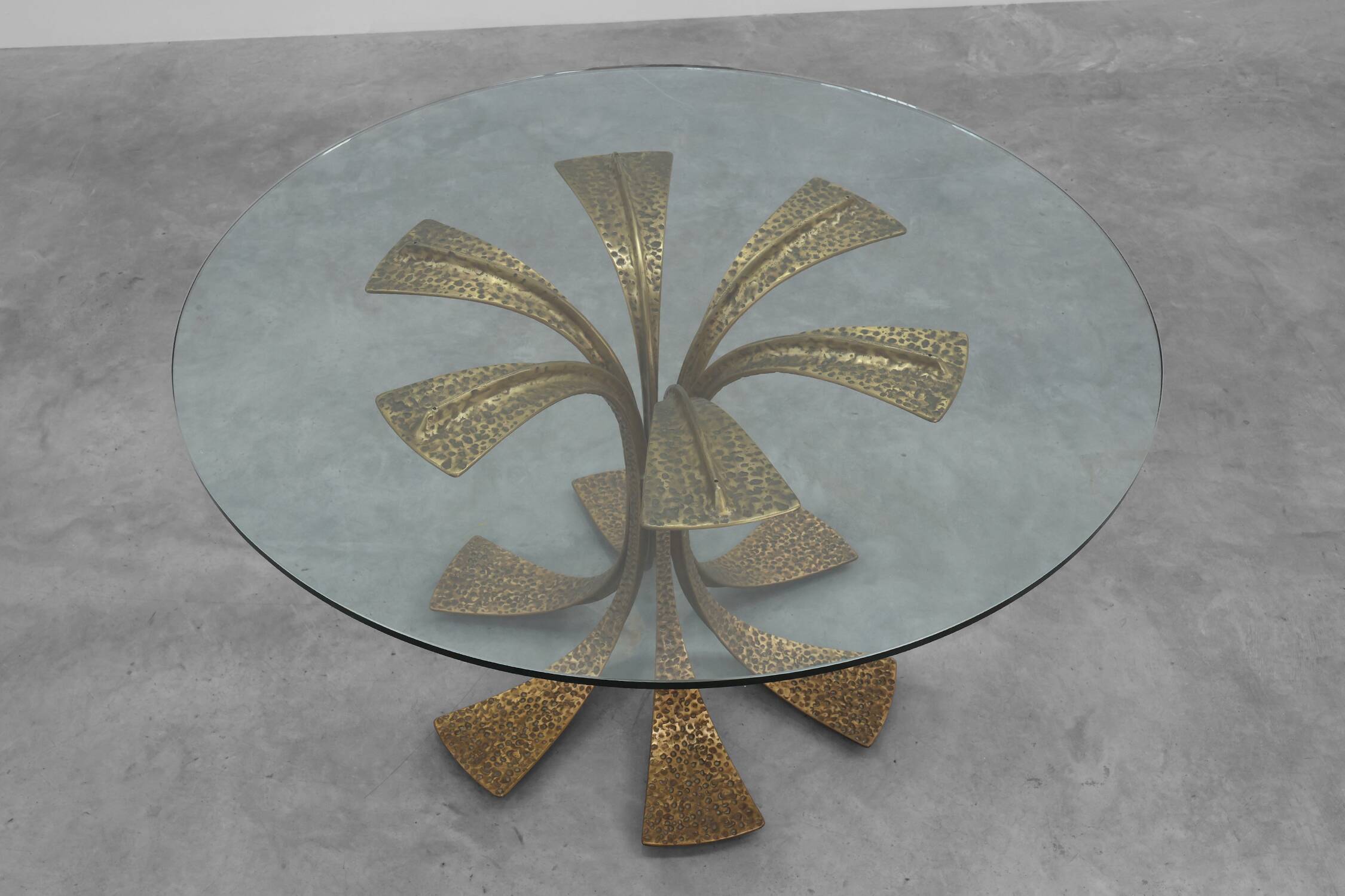 Hammered Bronze Table by Luciano Frigerio for Frigerio di Desio, Italy ca.