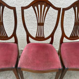 Set of 6 wooden chairs sitting red