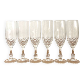 6 flûtes Luminarc - Cristal d'Arques - modèle "Chenonceaux"