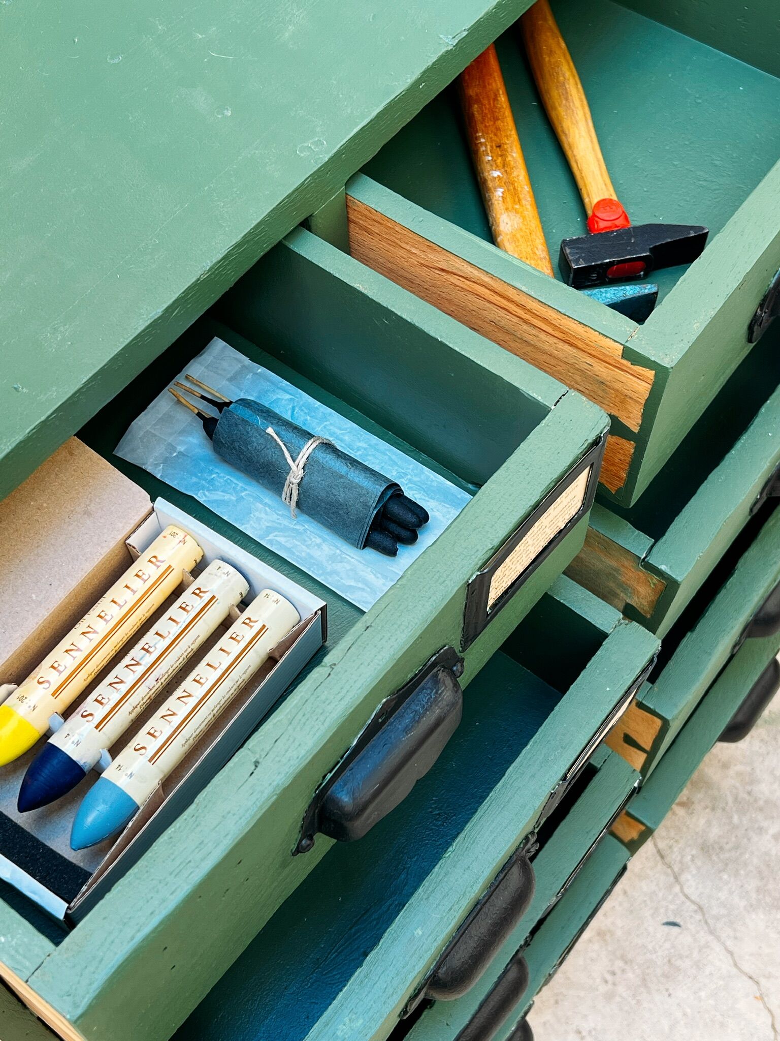 Industrial cabinet with drawers