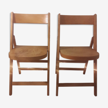 Set of 2 vintage wooden folding chairs - Stol Kamnik 1960