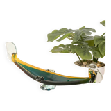 Dark green & amber Murano glass gondola- Sommerso