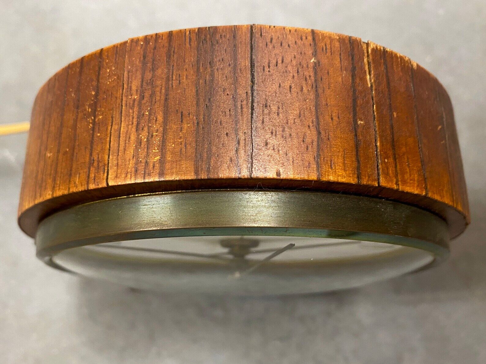 Mid century teak & brass lizana clock, vintage electric table clock