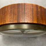 Mid century teak & brass lizana clock, vintage electric table clock