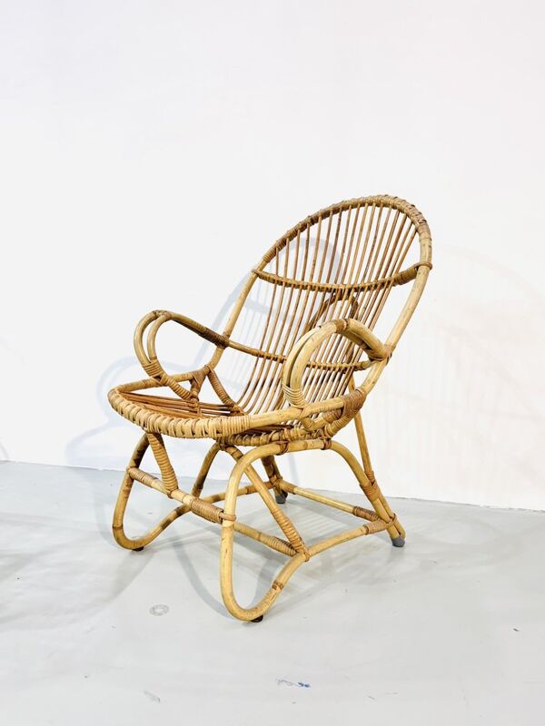Ensemble de jardin en bambou vintage par Dirk van Sliedrecht pour Rohé Noordwolde, années 70.