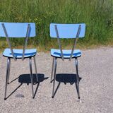 Pair of chairs in blue formica - vintage