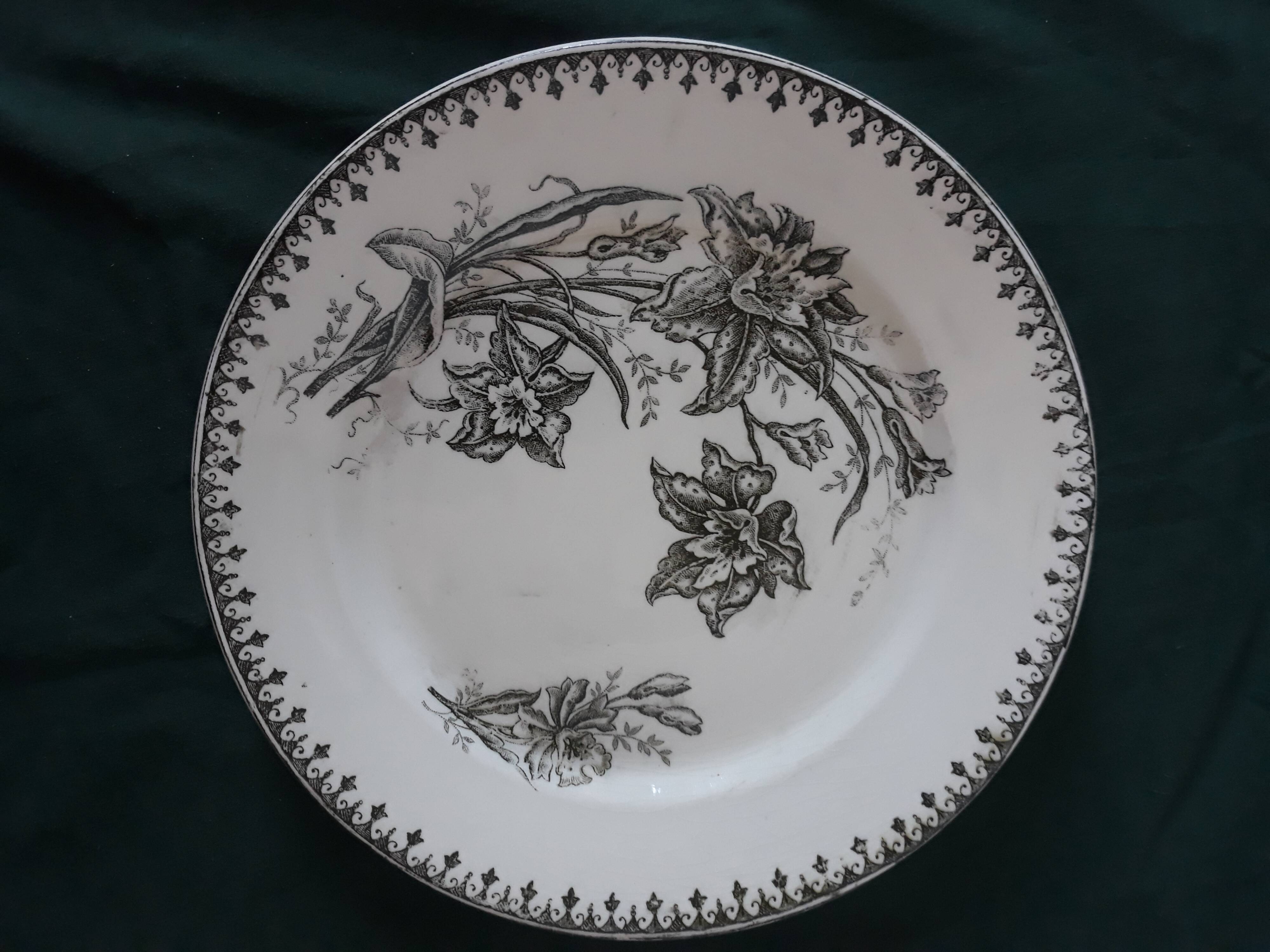 Set of 6 plates dark green iron earth "Raoul"
