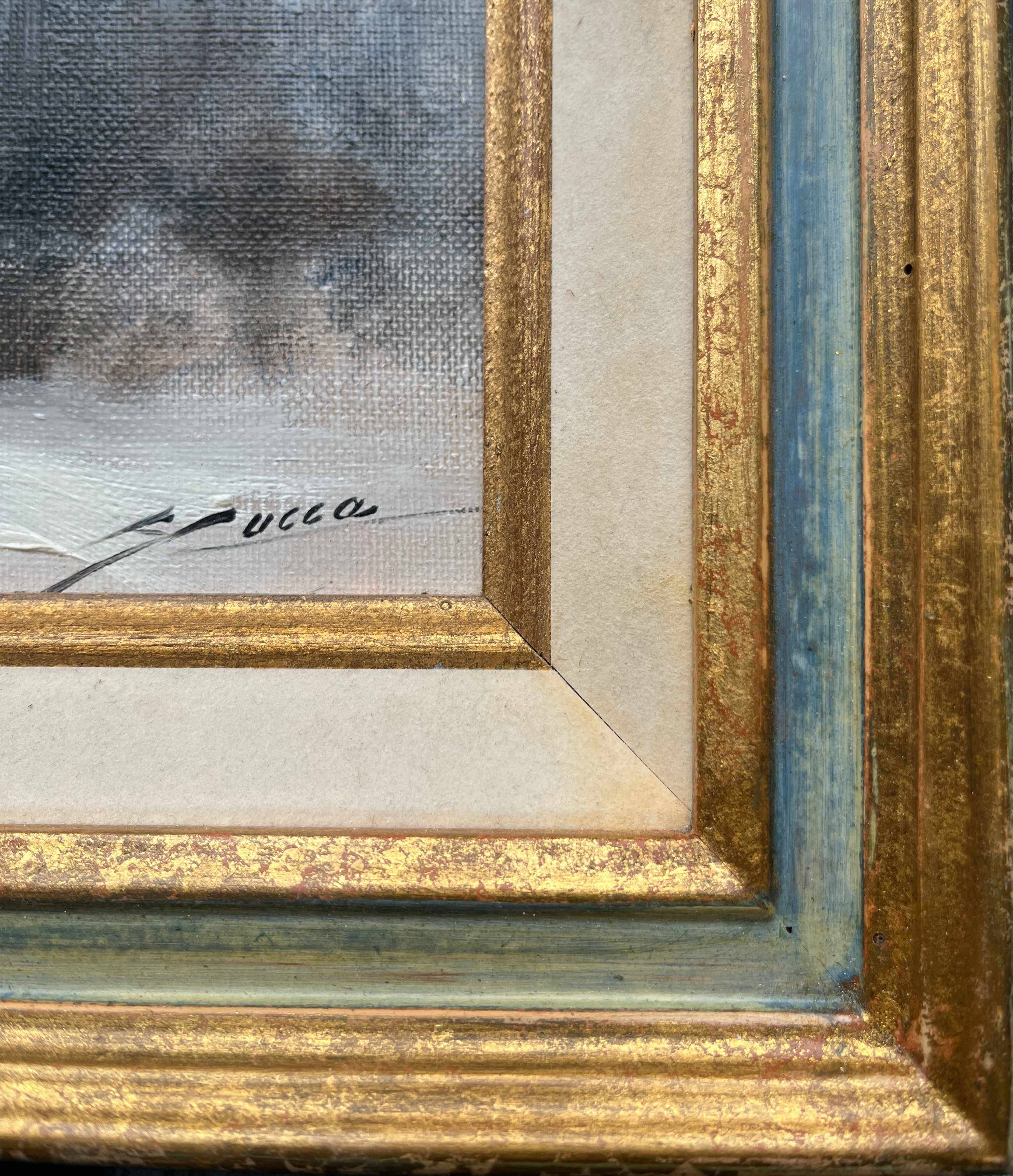 HST painting "Bouquet of wild flowers" signed Serge Cucca (1946) + frame