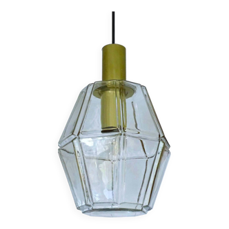 Large Vintage Limbourg Glass Pendant Lamp
