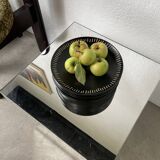 7 black ceramic plates