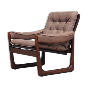 fauteuil en cuir, design danois, années 1960, fabriqué par Genega Møbler