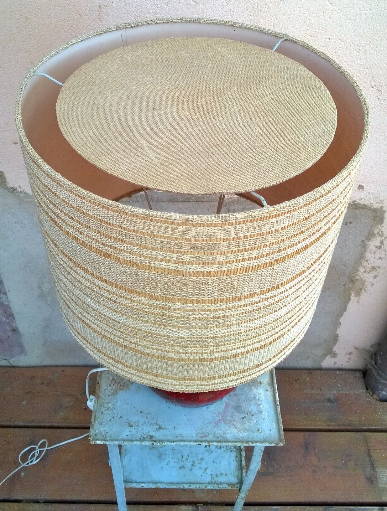 Ceramic lamp and teak by Krosselbach 1970