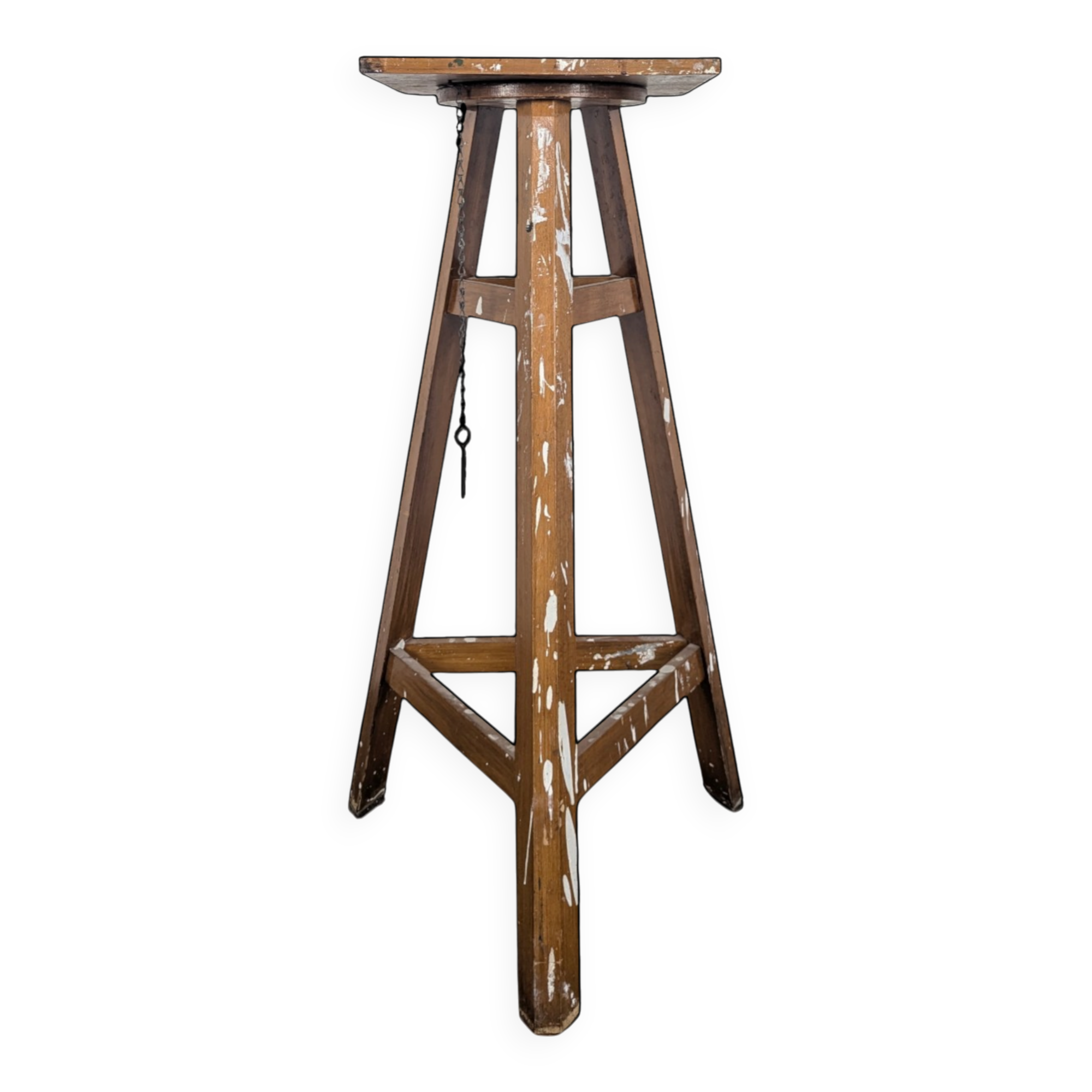 Sculptor's stool in oak, mid-20th century.